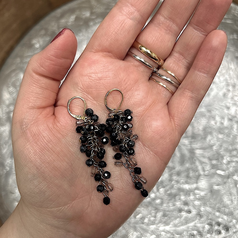 Gold Tone Crystal Dangle Drop Earrings